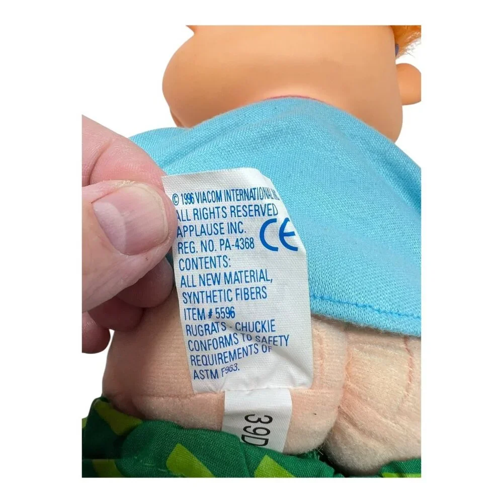 Applause Rugrats Chuckie 1996 Viacom Nickelodeon Stuffed Plush Toy Vintage - Picture 10 of 10